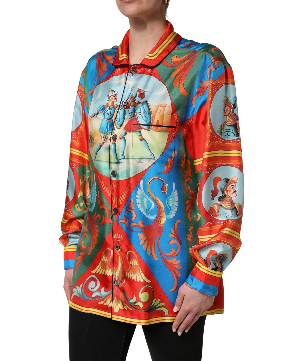 Multicolor Printed Long Sleeve Button Down Shirt Top