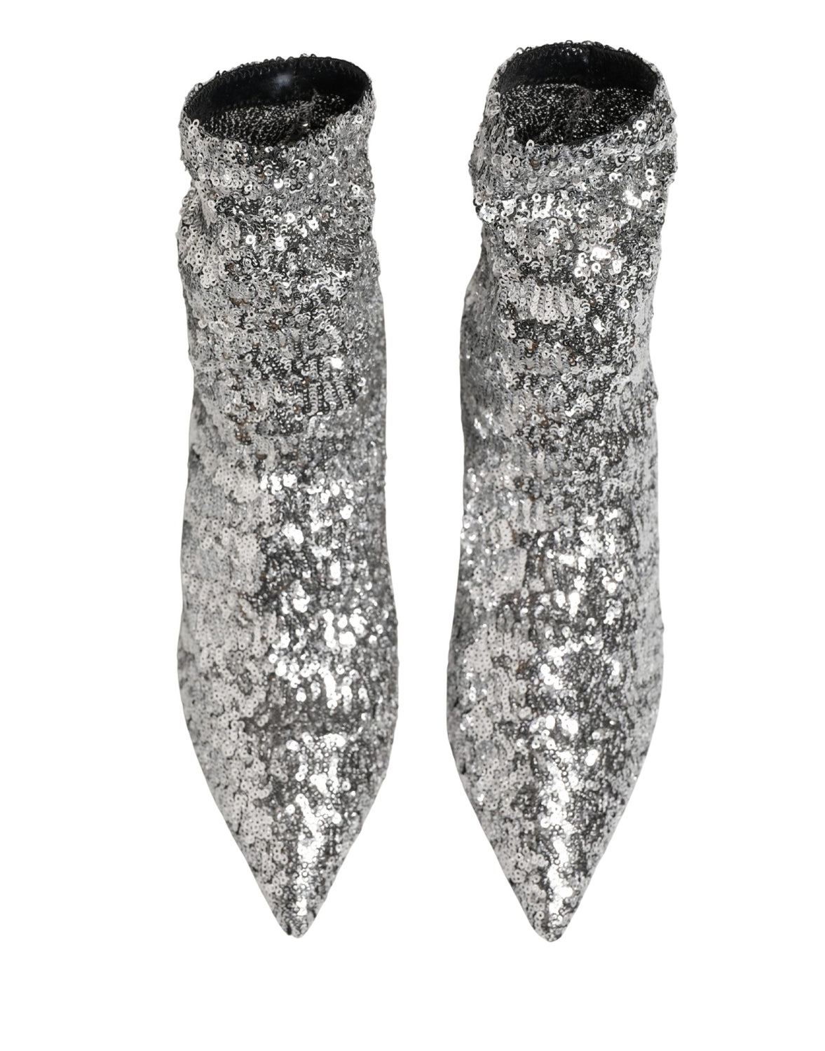 Silver Sequined Short Boots Stretch Shoes