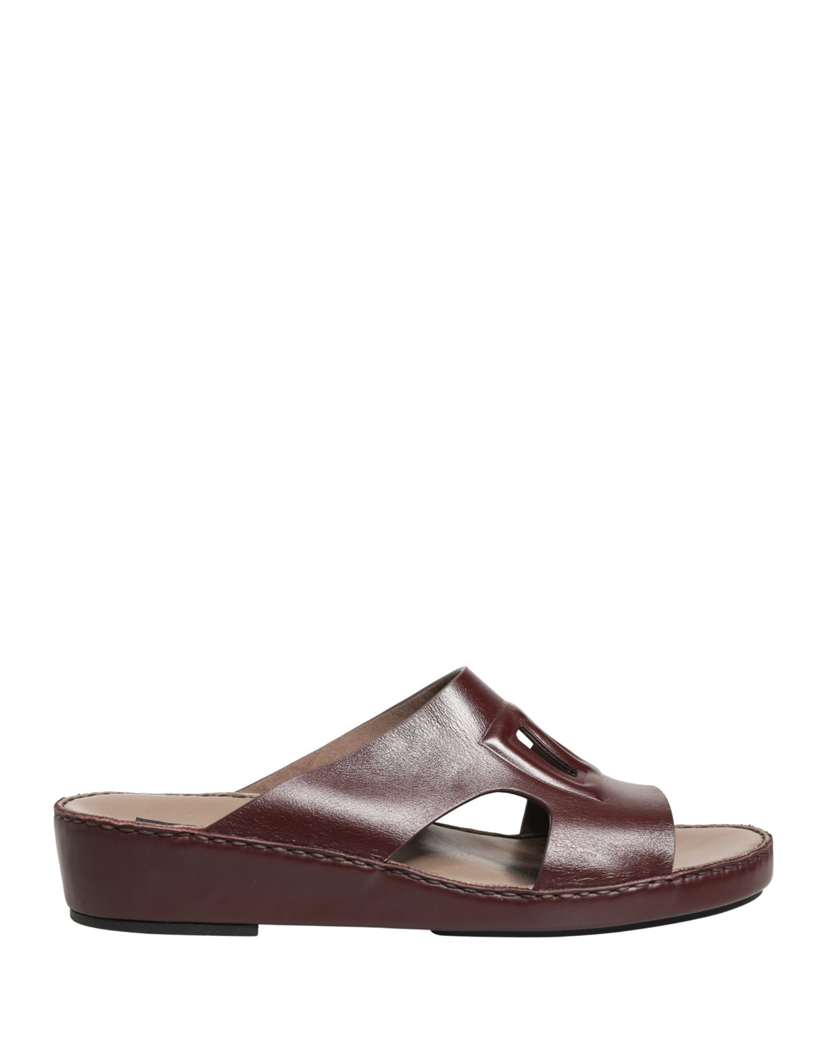 Maroon Leather Cutout DG Logo Sandals Shoes