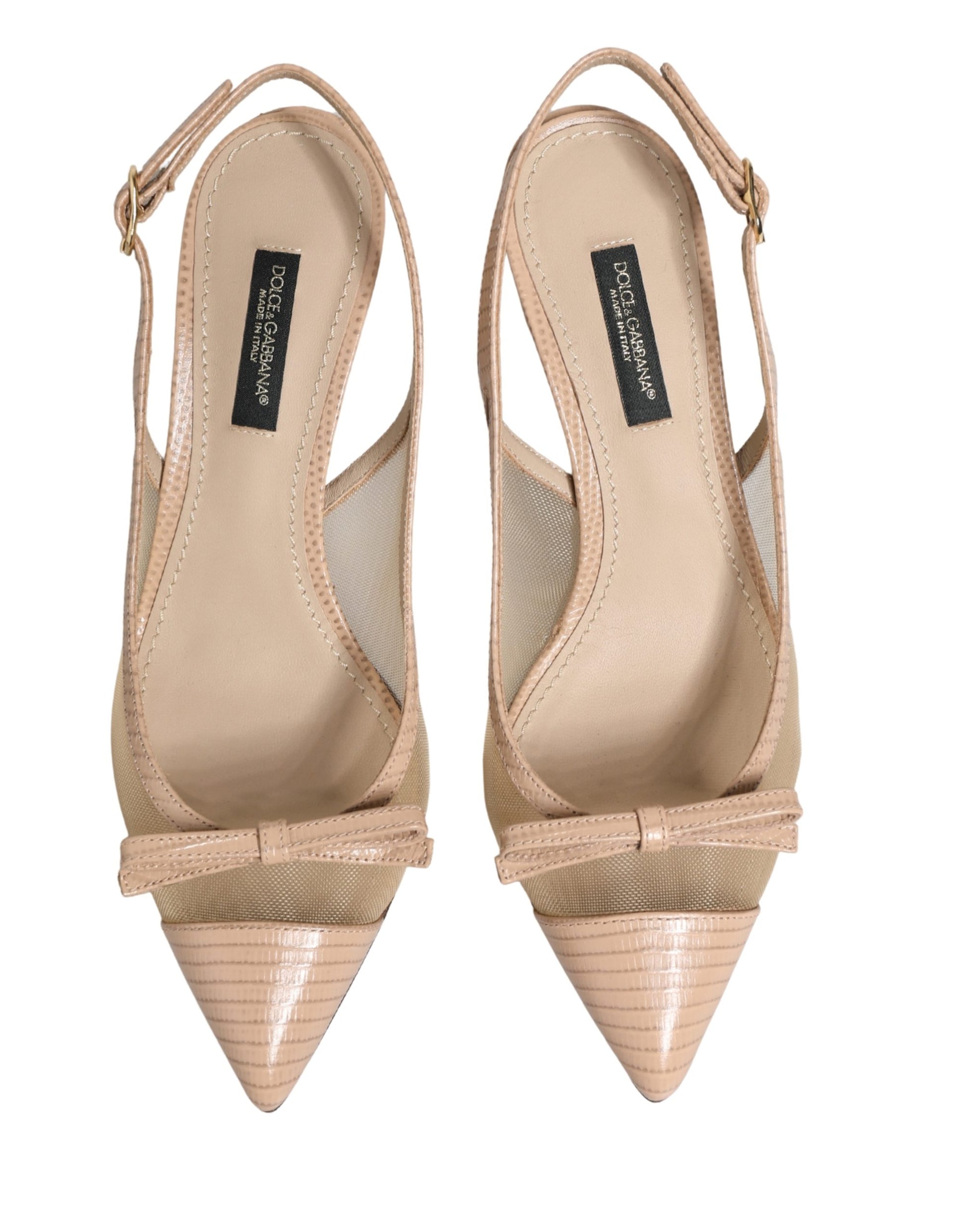 Beige Lori Mesh Leather Slingback Sandals Shoes