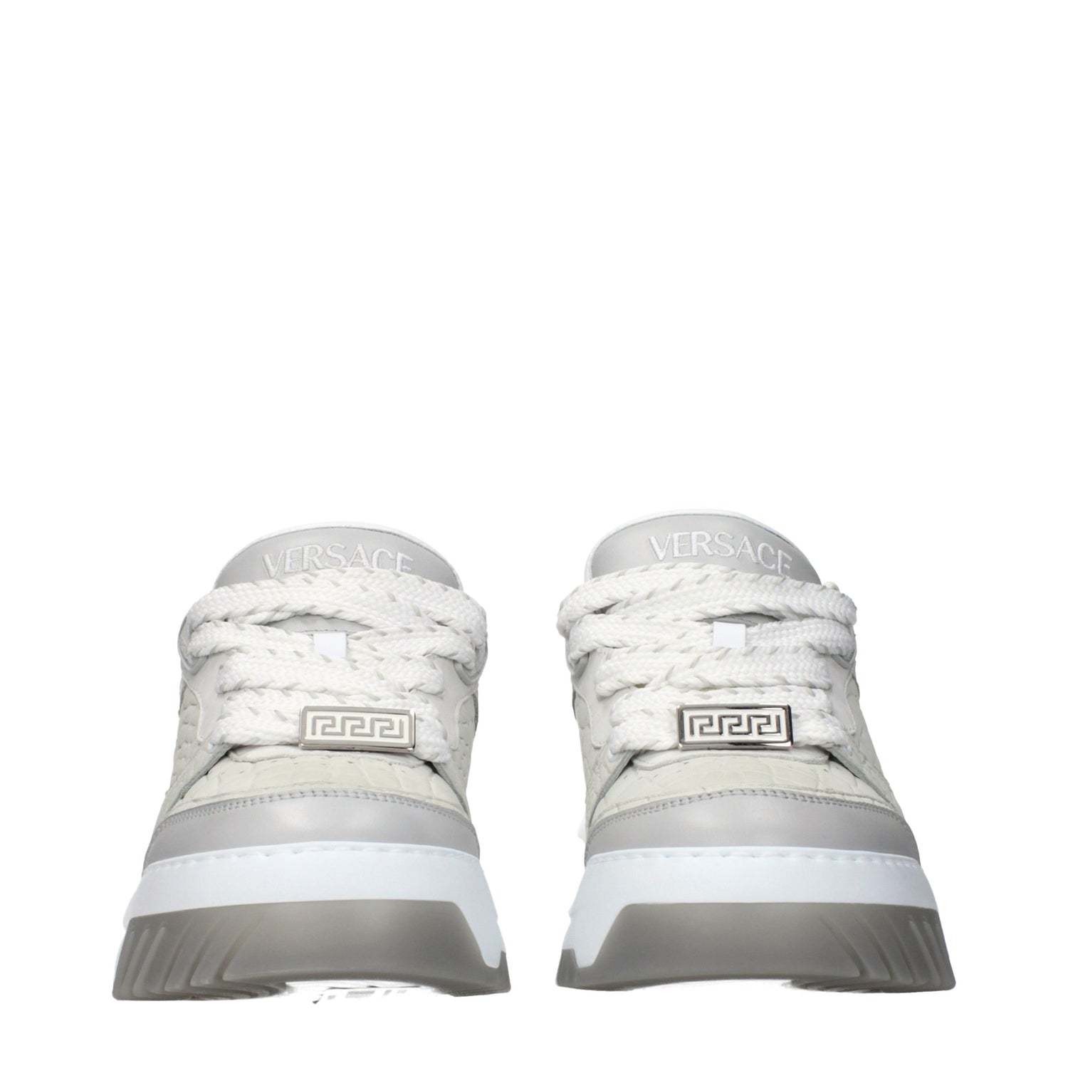 Gray Leather Low Top Sneakers