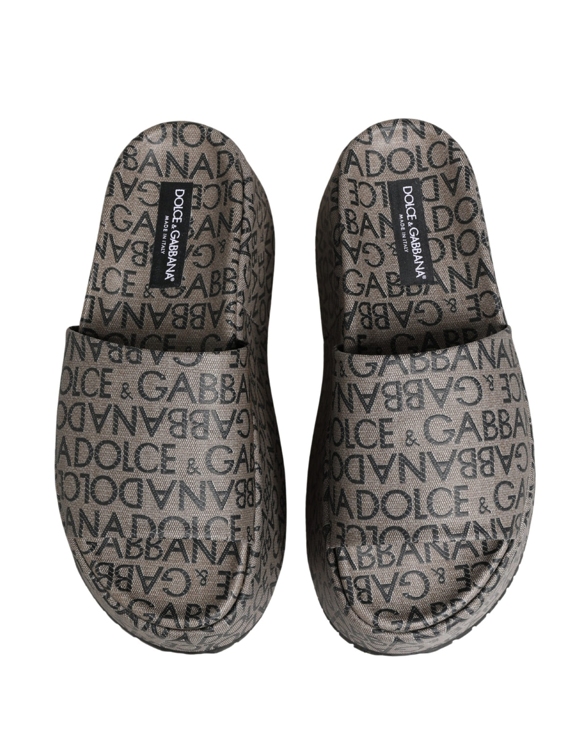 Gray Leather Monogram Logo Sandals Shoes