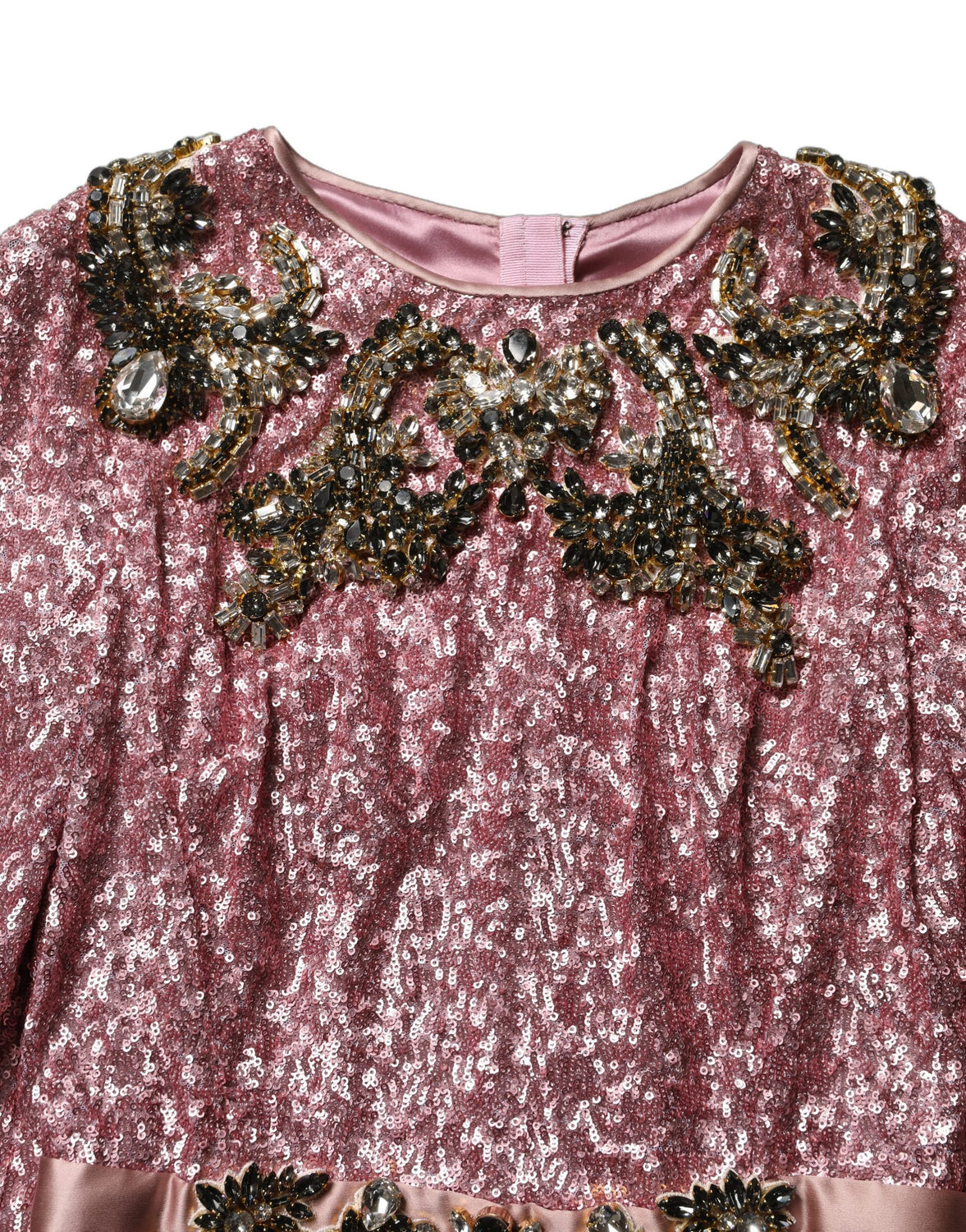 Pink Embellished Sequined Evening Gown Dress