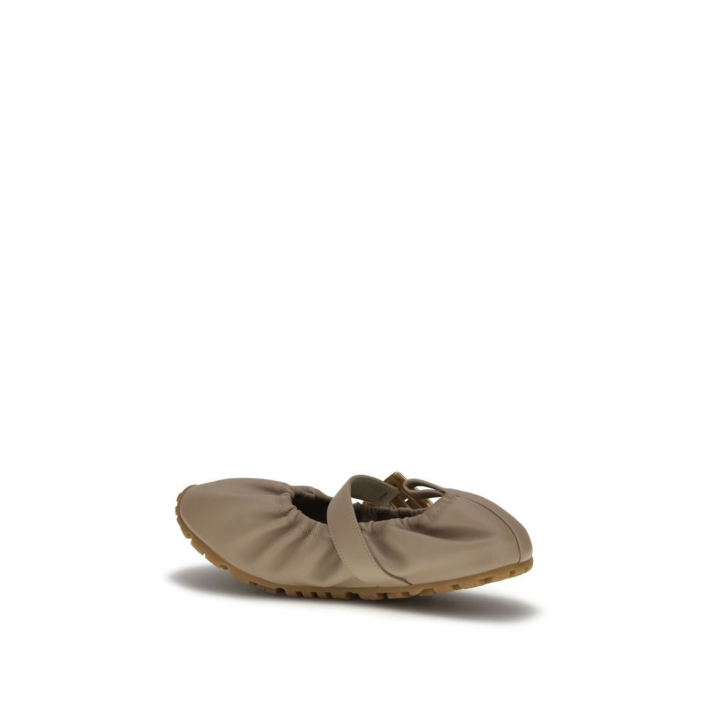 Beige Lamb Ovis Aries Aries Ballet Flats