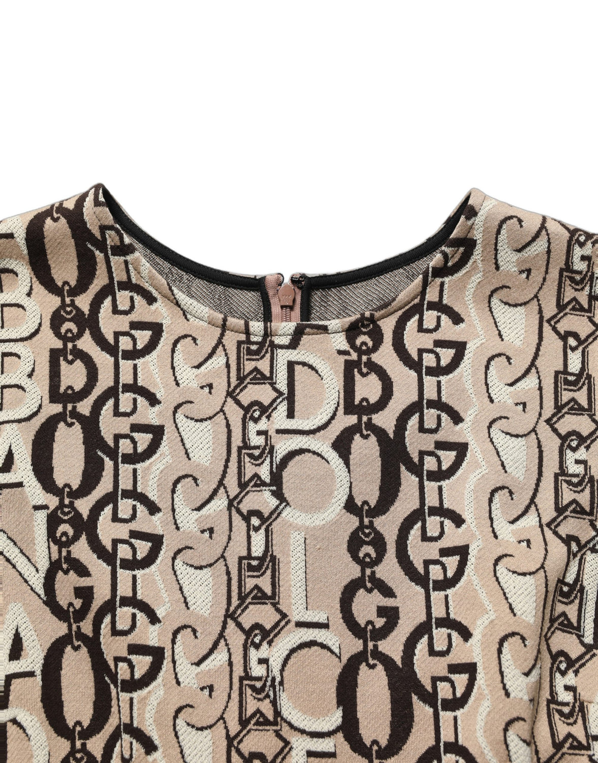 Brown DG Logo Chain Short-Sleeve Sheath Dress