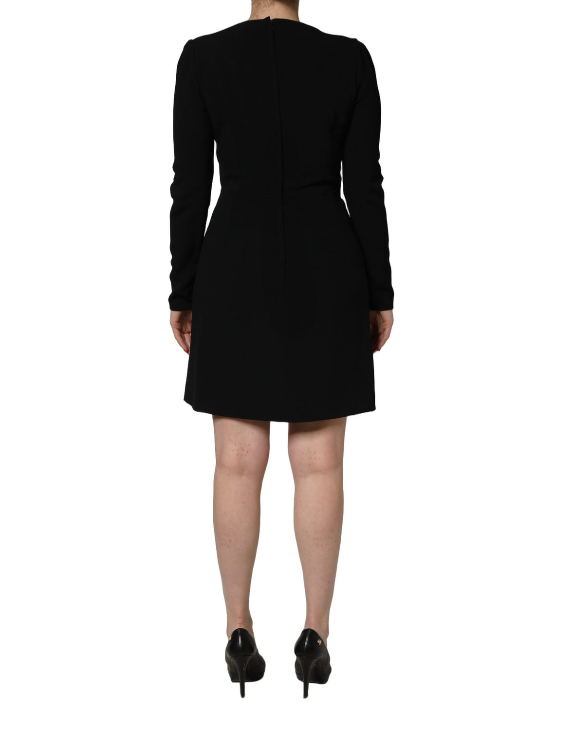 Black Long Sleeves Scoop Neck Mini Dress