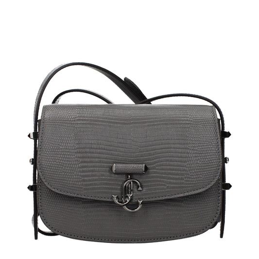 Gray Leather Shoulder Bag