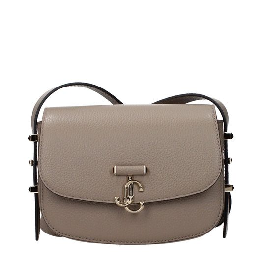 Gray Leather Crossbody Bag