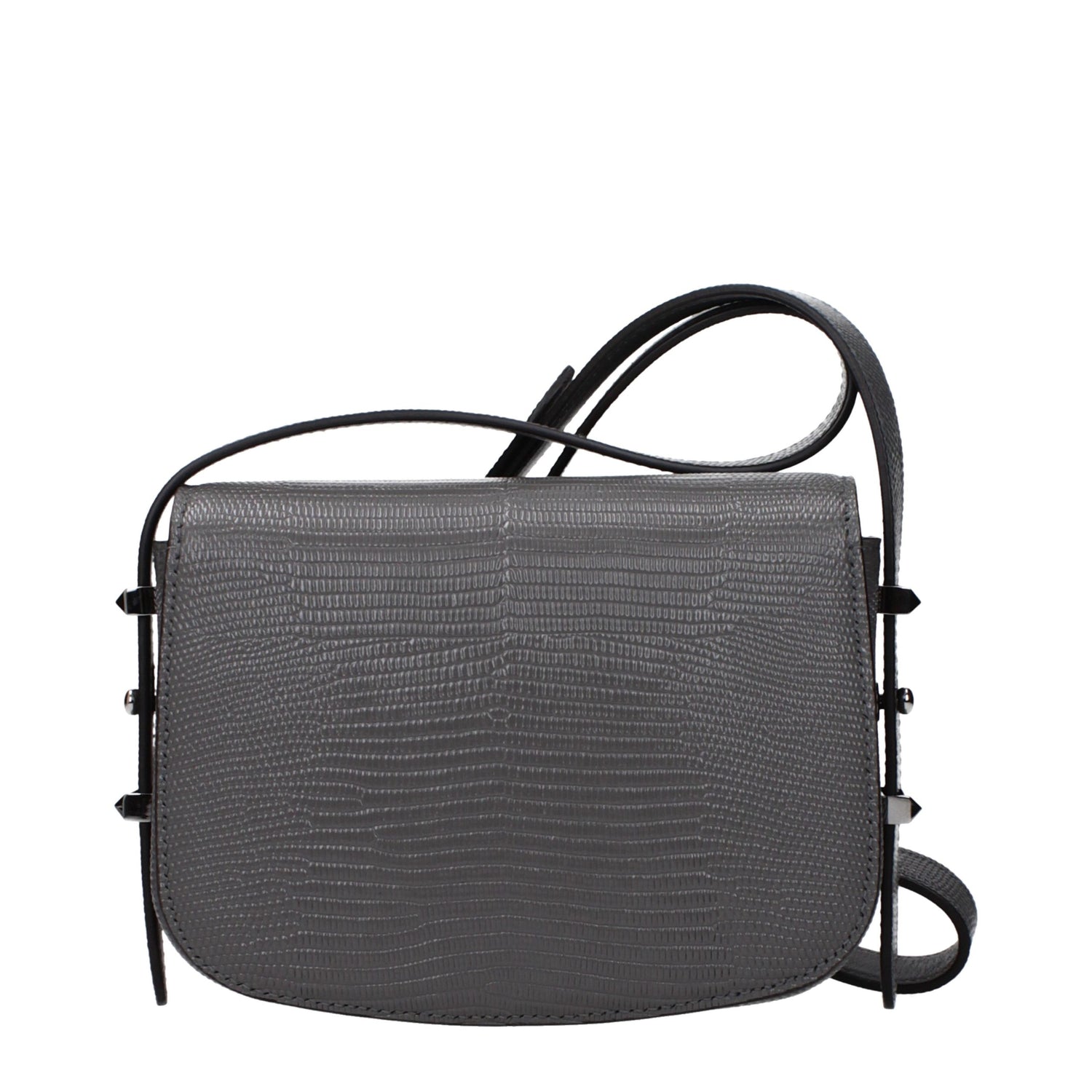 Gray Leather Shoulder Bag