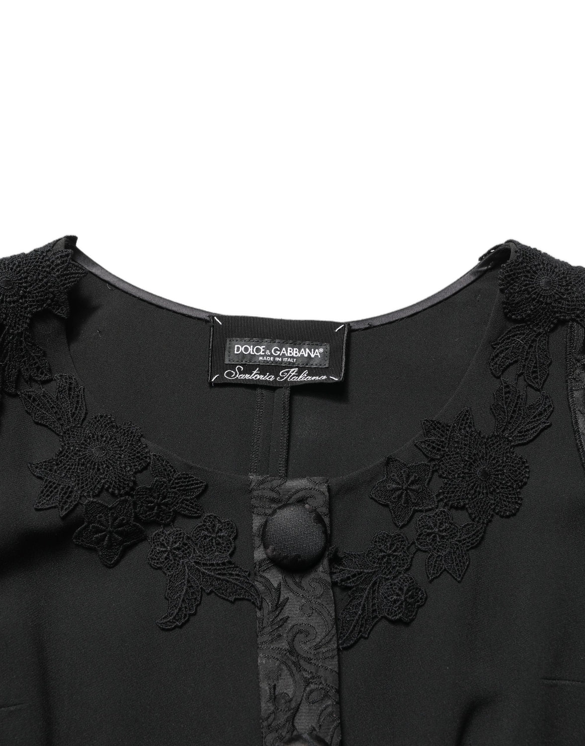 Black Button Fastening Lace Trimmed Blazer Jacket