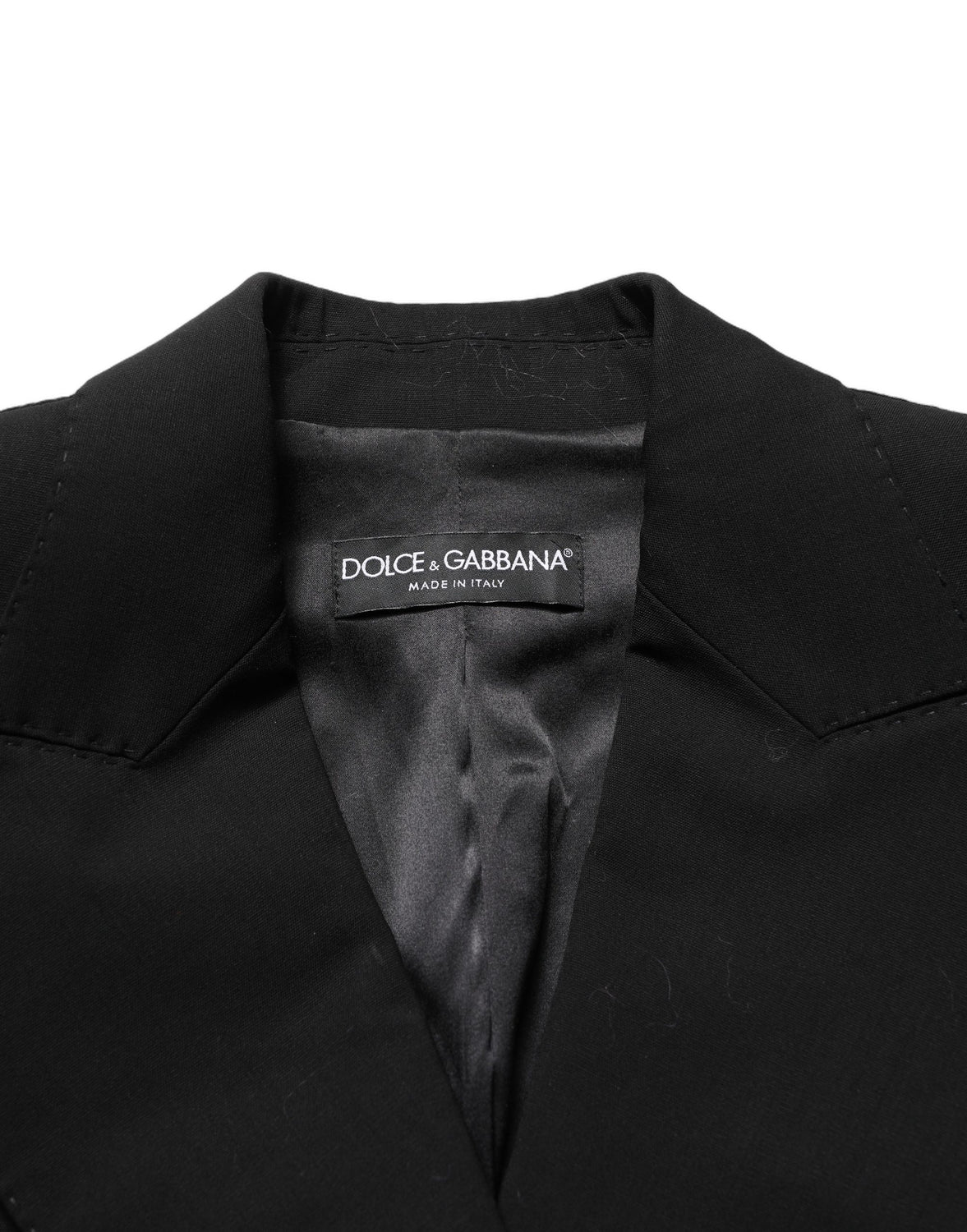 Black Wool DoubleBreasted Lace Sleeve Jacket