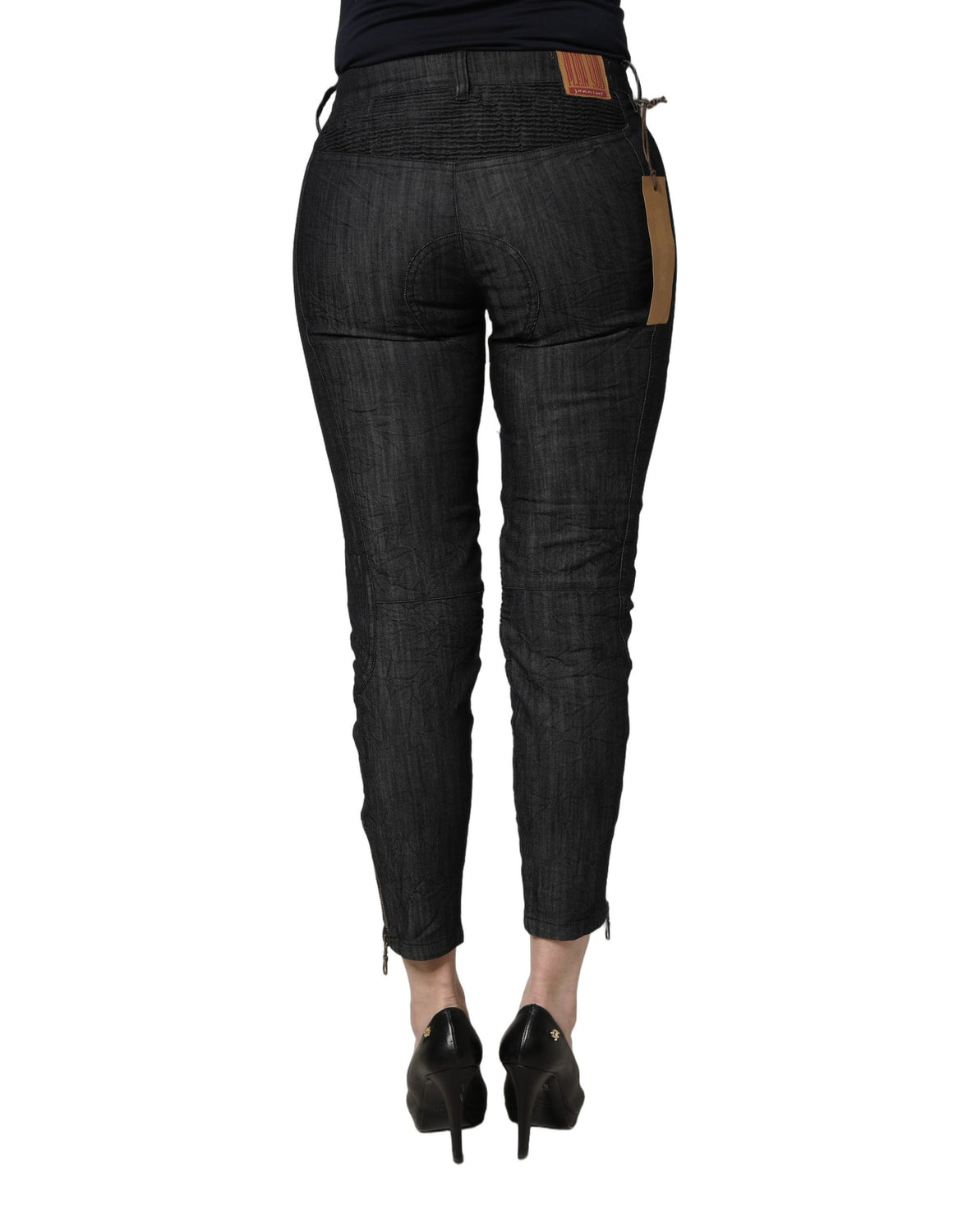 Black Cotton Mid Waist Skinny Denim Jeans