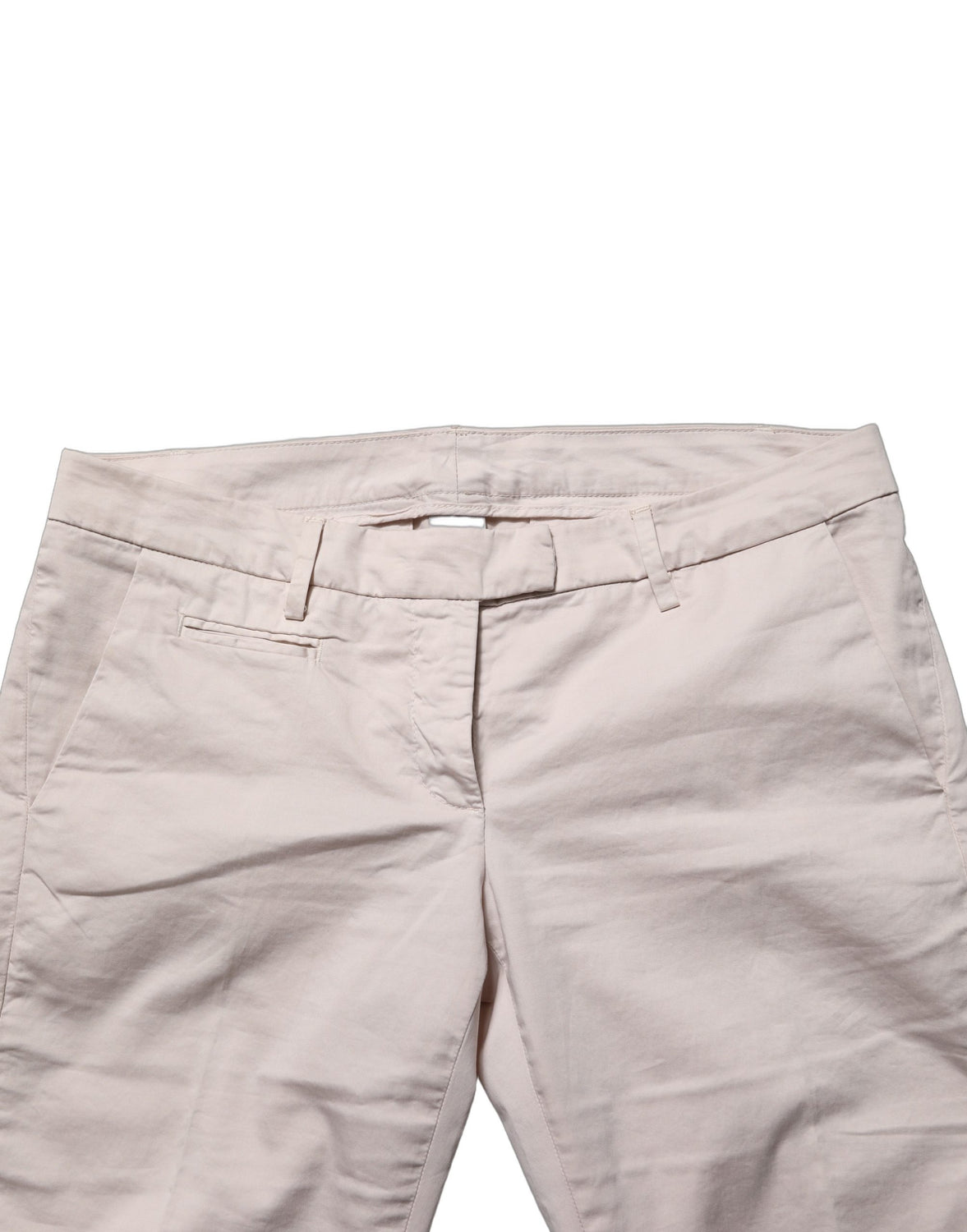 Beige Low Waist Tapered Women Cropped Trousers Pants