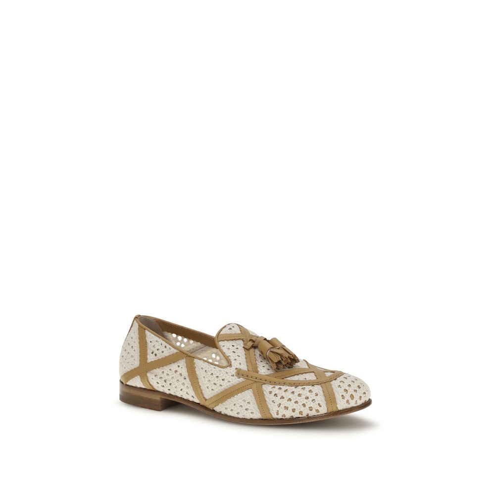 Beige Linen Slip-On Loafers
