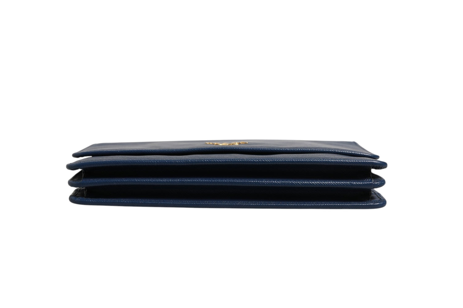 Blue Saffiano Leather Wallet on Chain Clutch Bag