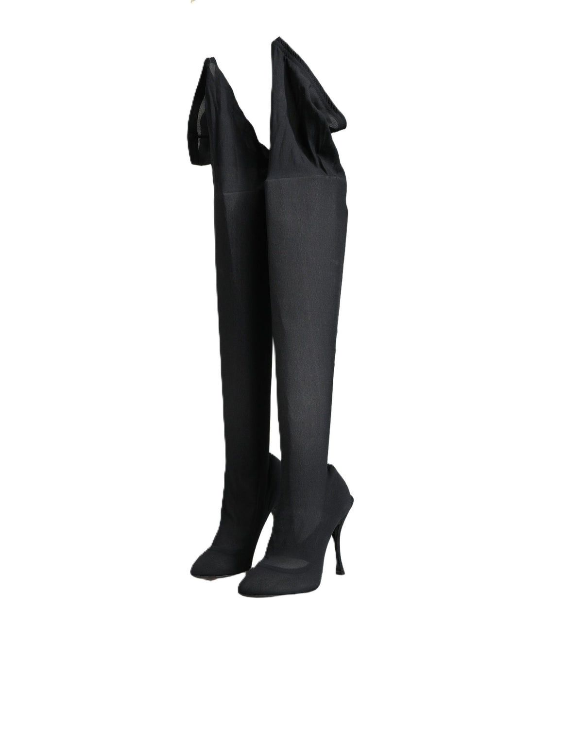 Black Stretch Socks Knee High Boots Shoes