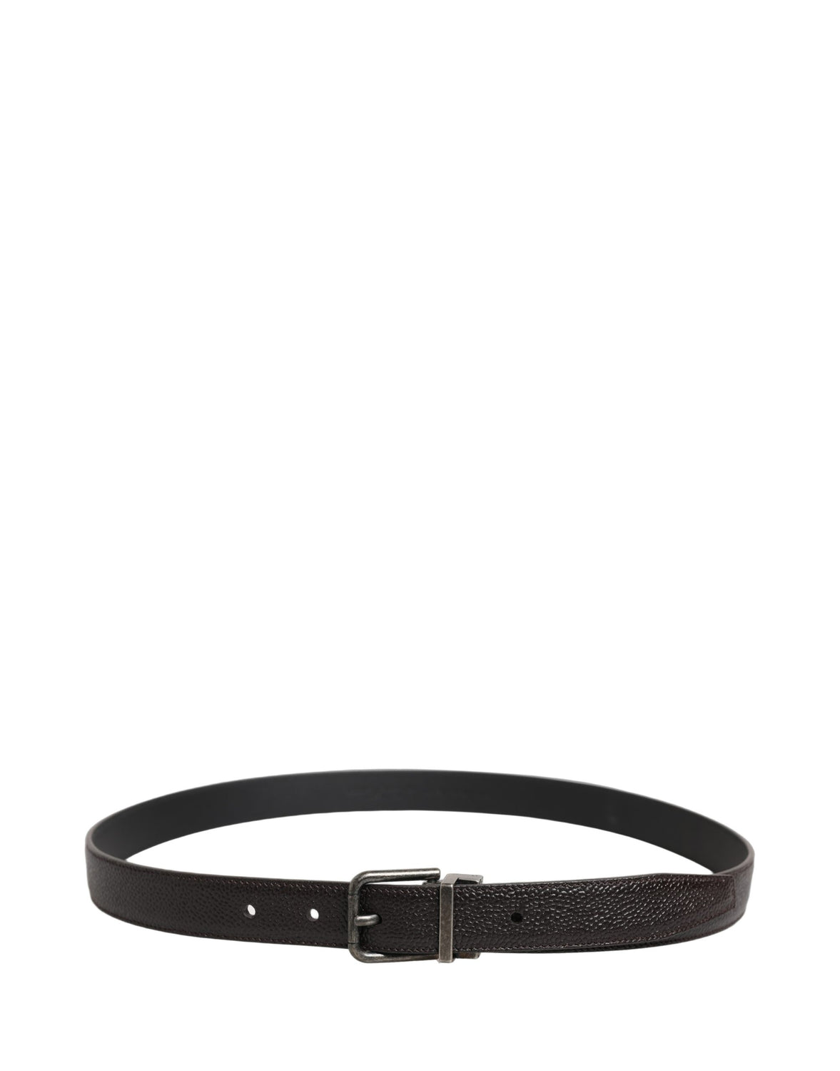 Brown Calf Leather Vintage Style Silver Buckle Belt