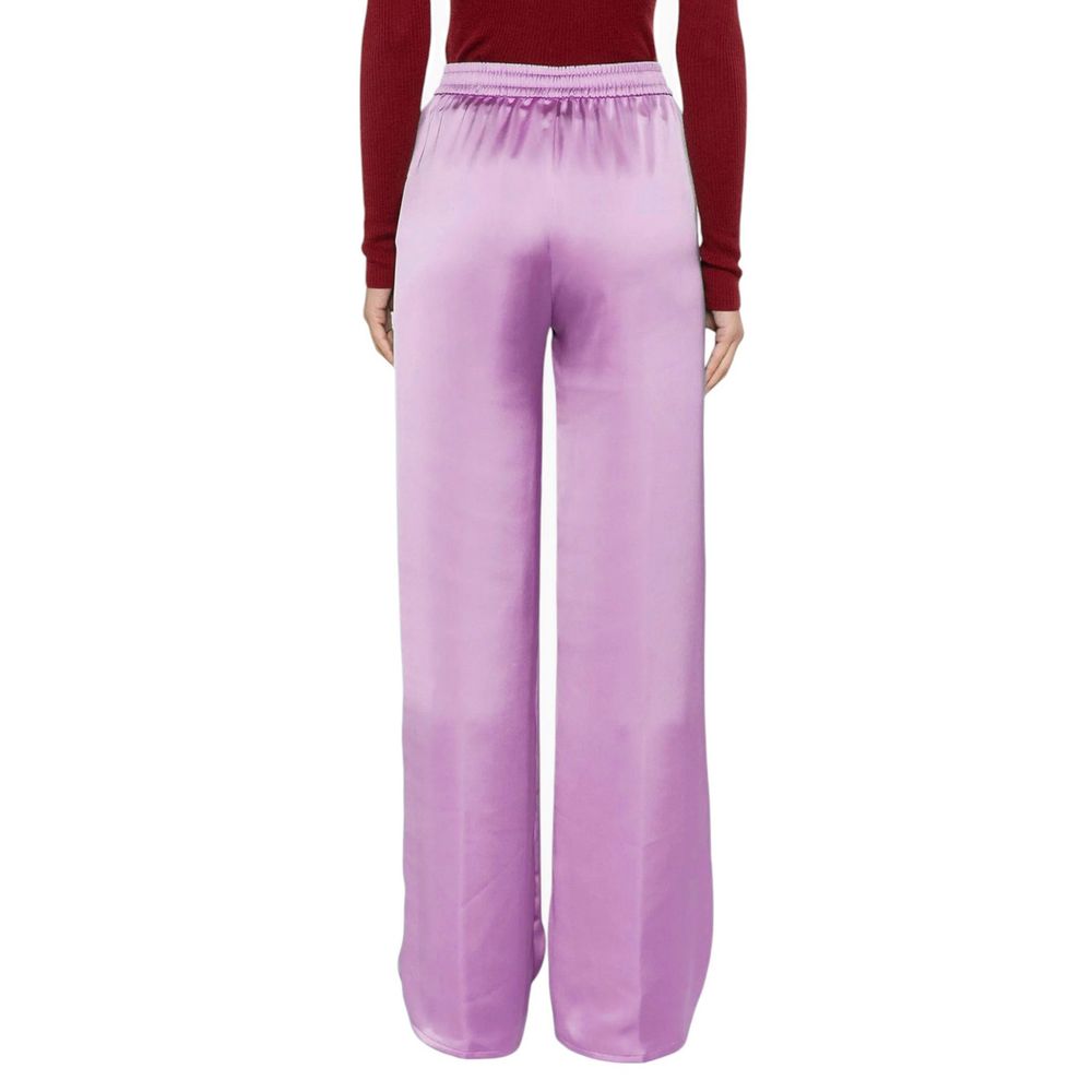 Purple Polyester Casual Pants