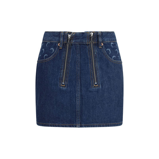 Blue Cotton Mini Skirt