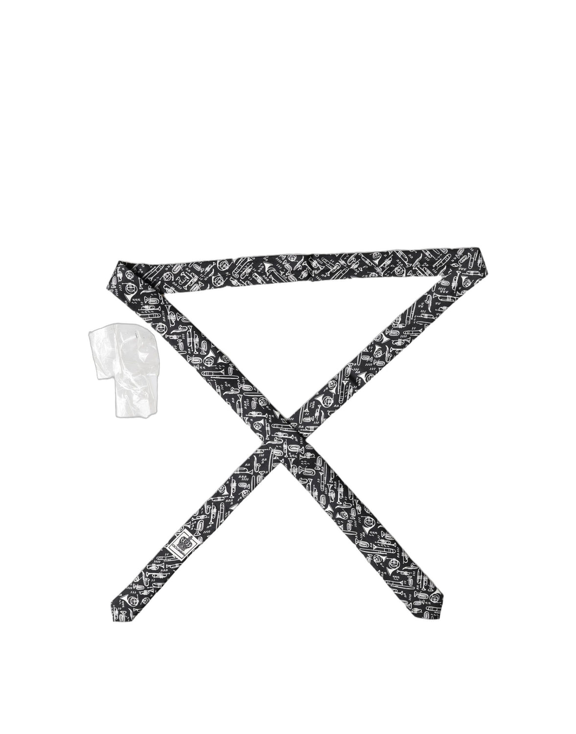 Black Trumpet Print Silk Adjustable Men Tied Necktie Tie