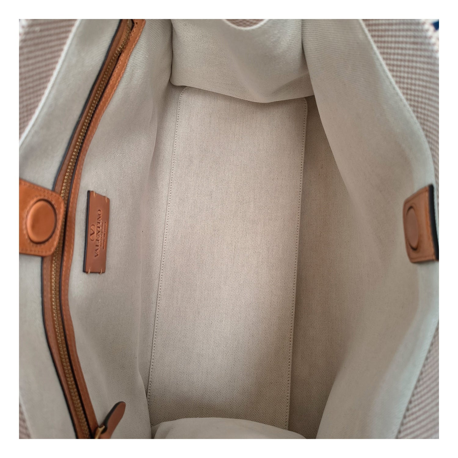 Beige Fabric Handbag