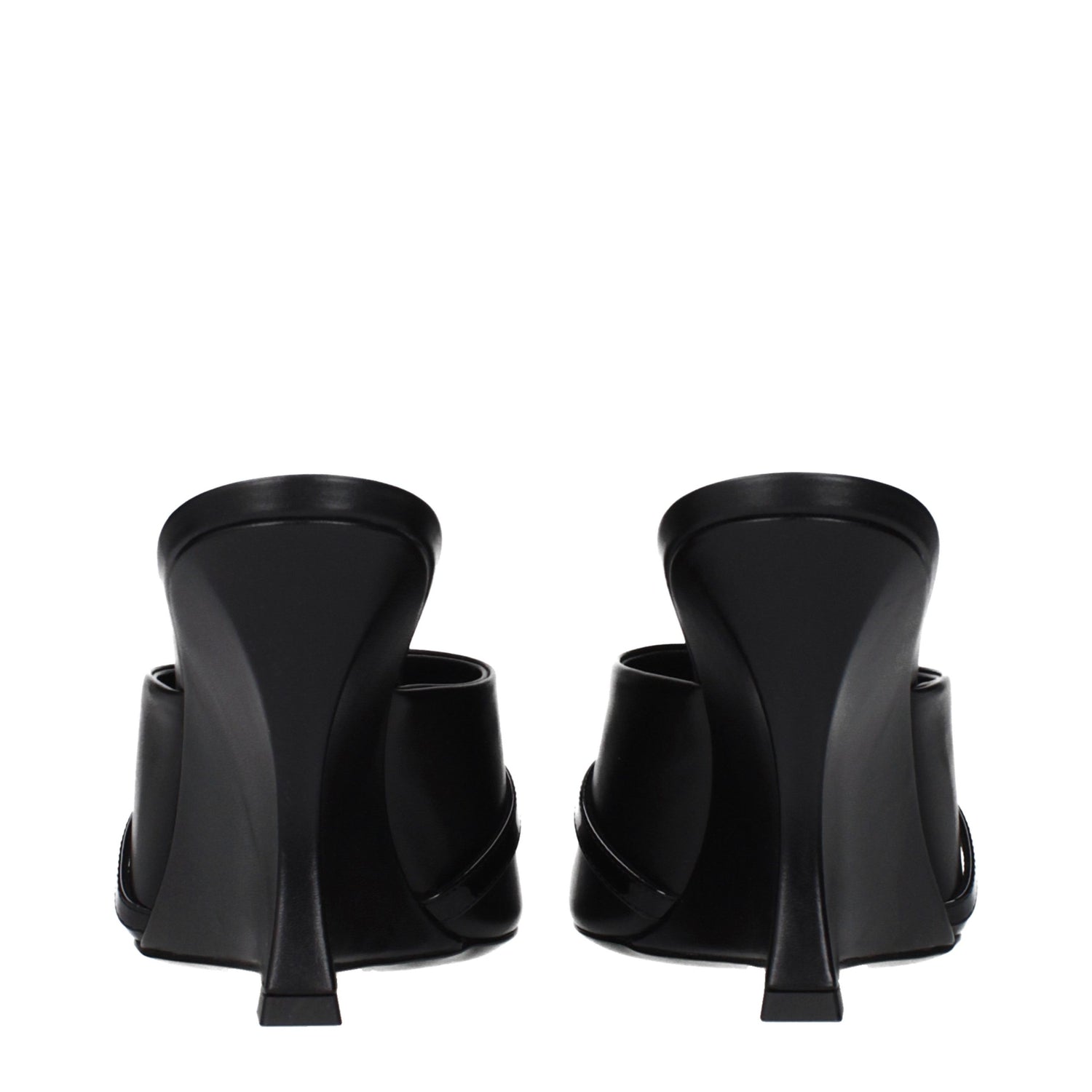 Black Leather Wedge Sandals