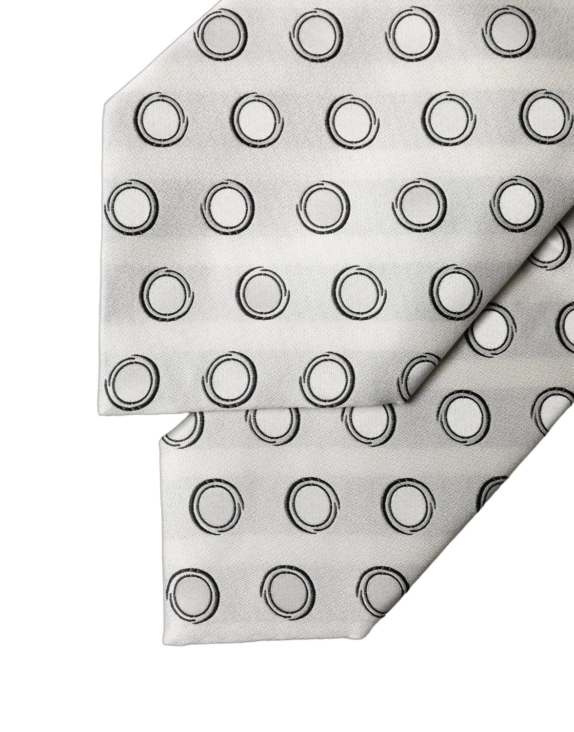 White Gray Polka Dot Silk Adjustable Women Necktie Tie