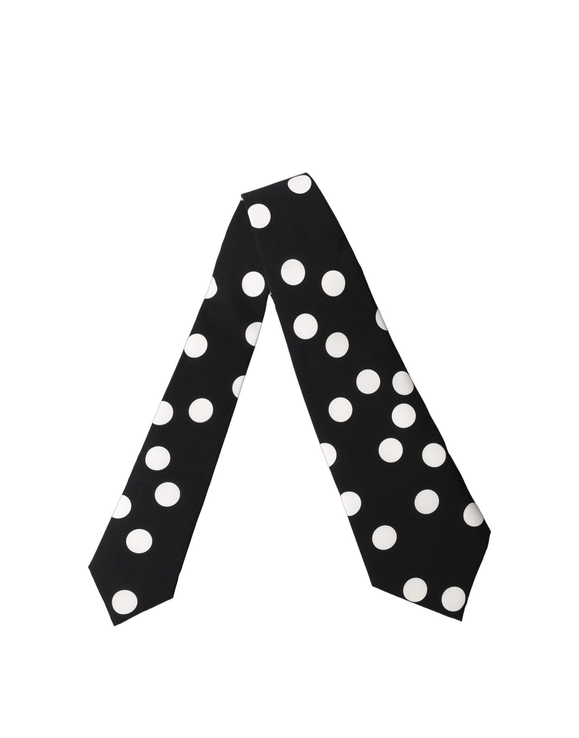 Black White Polka Dot Silk Adjustable Women Necktie Tie