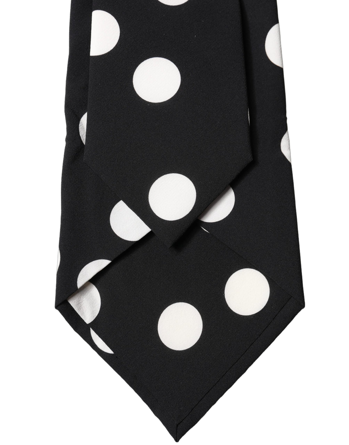 Black White Polka Dot Silk Adjustable Women Necktie Tie
