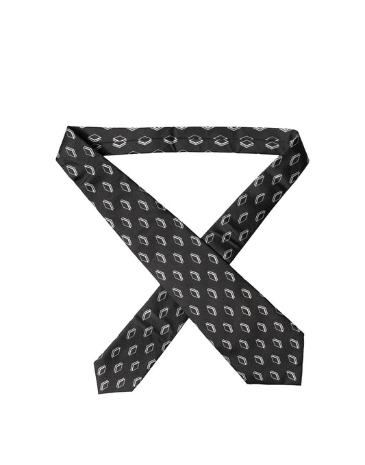 Black Patterned Silk Adjustable Women Tied Necktie Tie