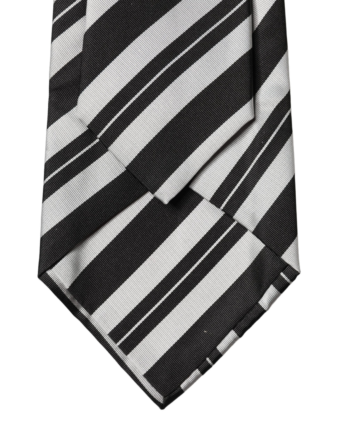 Black White Stripes Silk Adjustable Women Necktie Tie