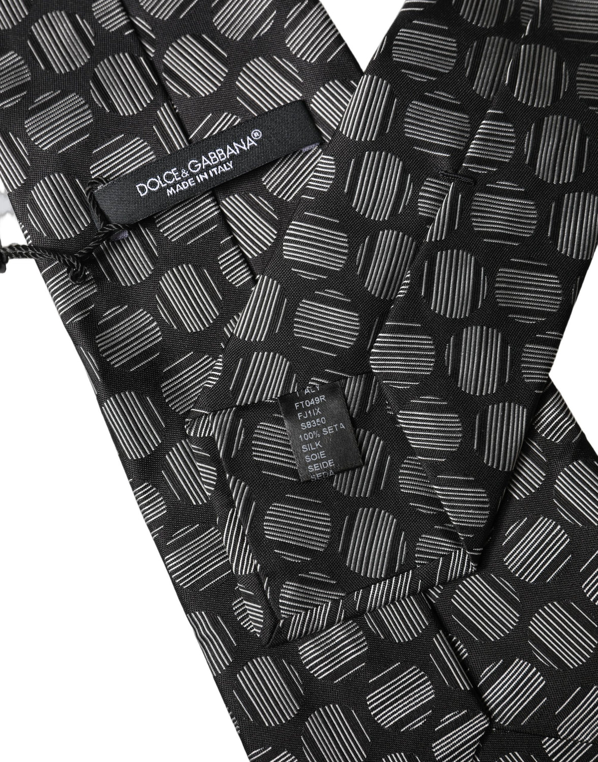 Black White Geometric Silk Adjustable Women Necktie Tie