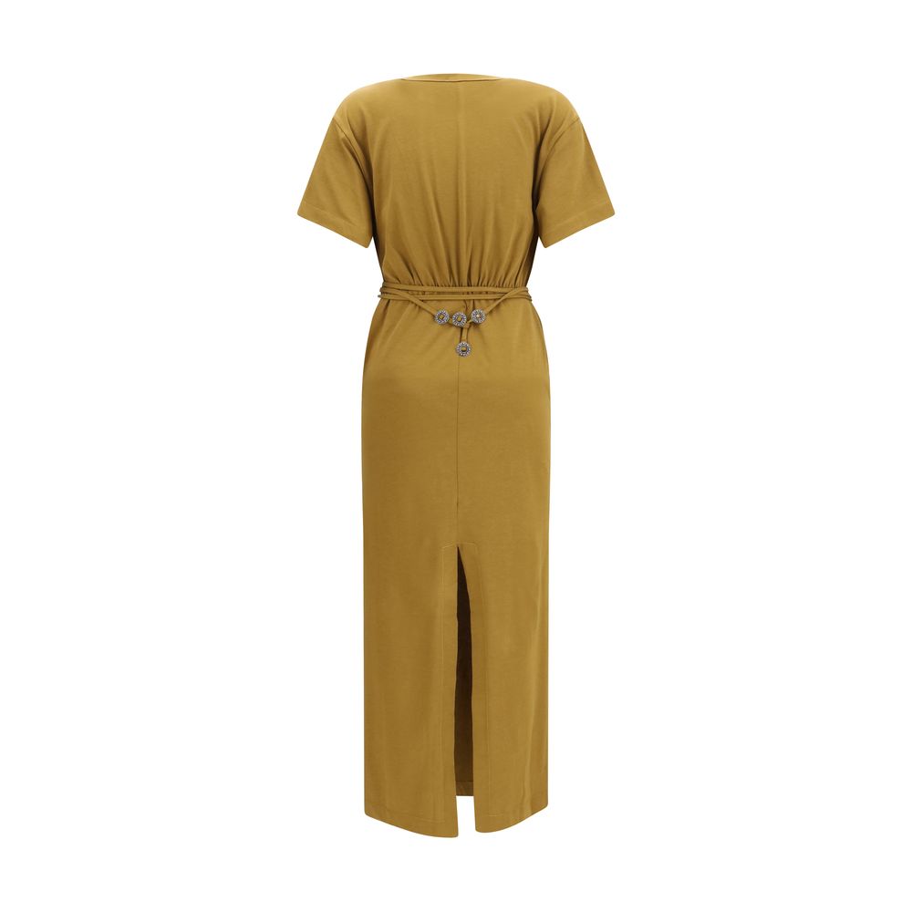 Brown Cotton Casual Dress