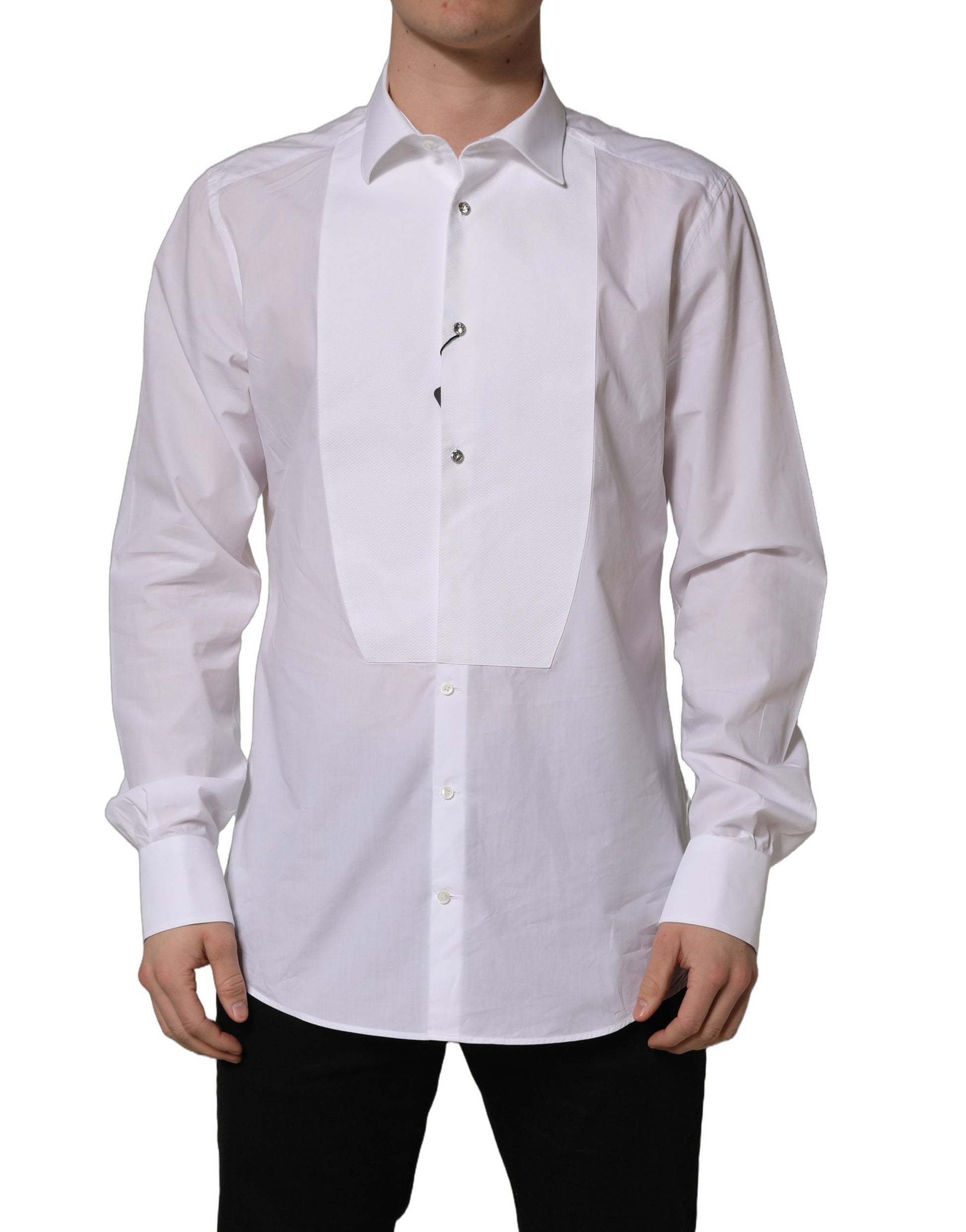 White Bib Cotton Poplin Dress Formal Shirt