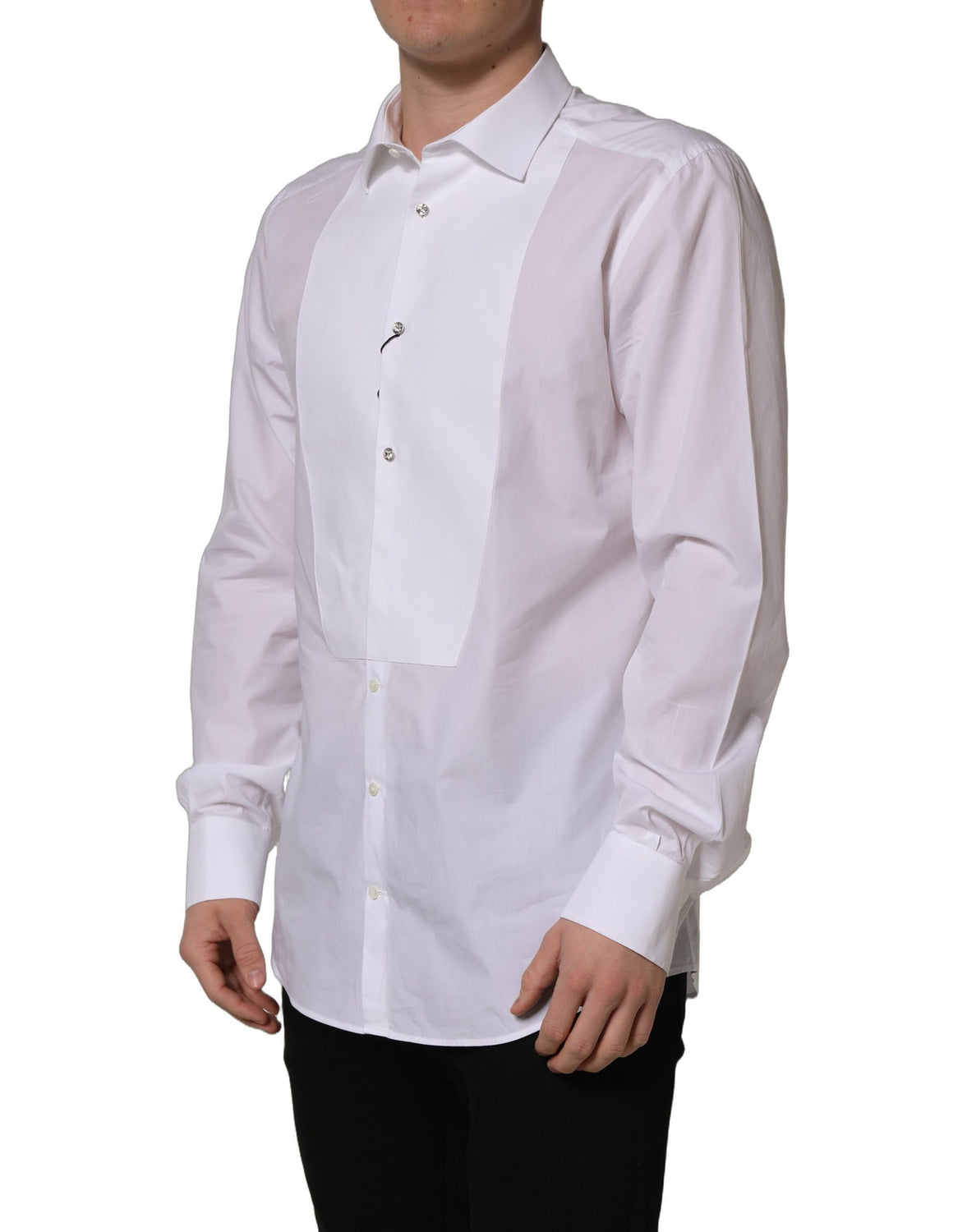 White Bib Cotton Poplin Dress Formal Shirt