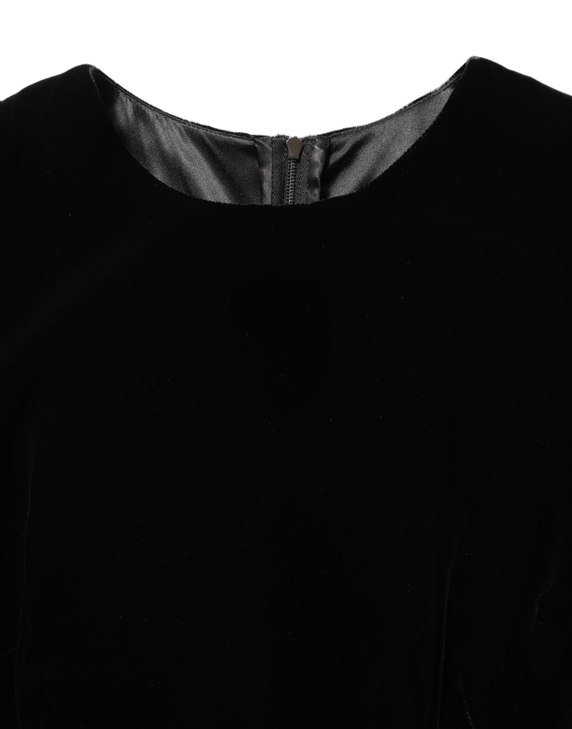 Black Viscose Velvet Floor Length Gown Dress