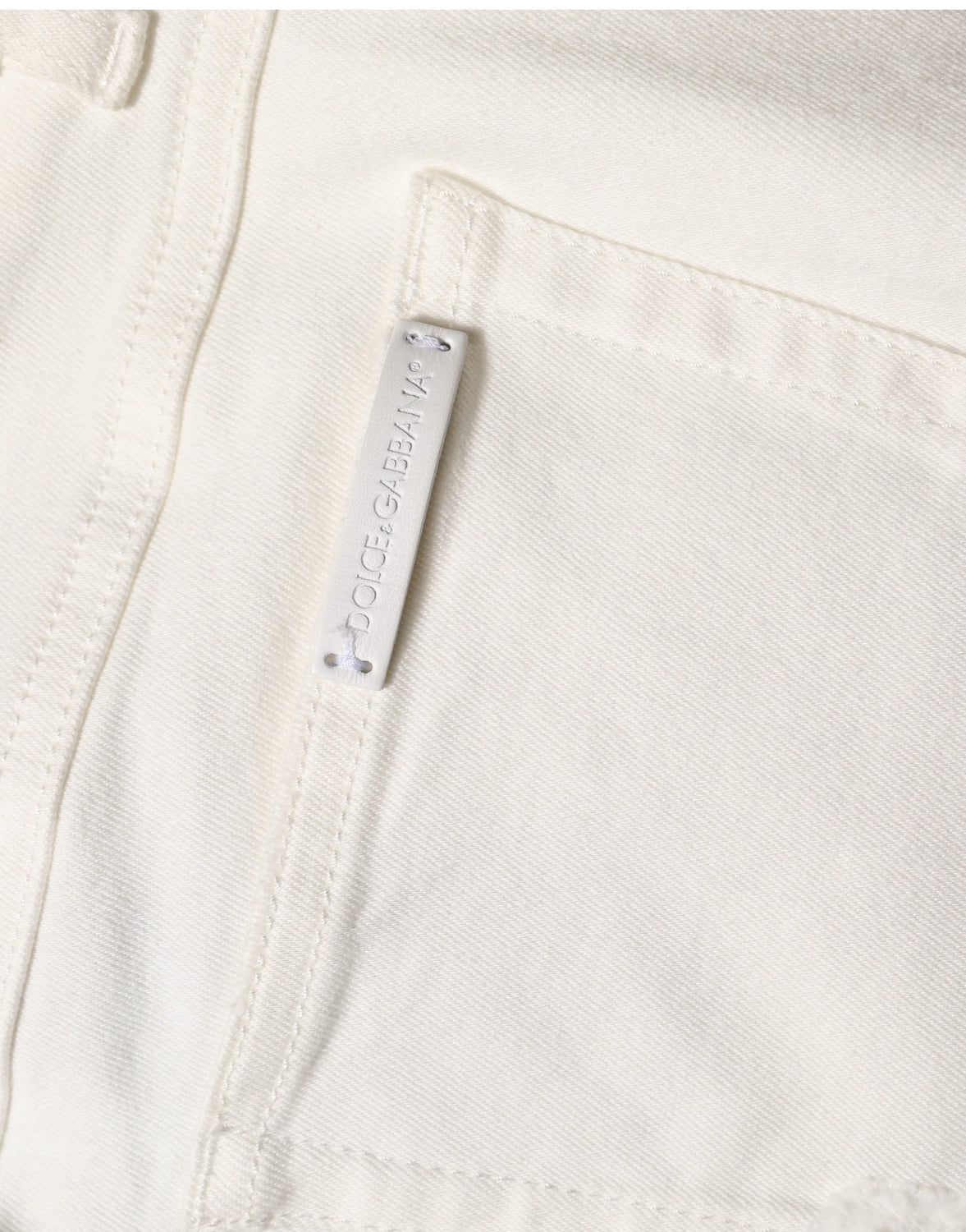 White Tattered Skinny Cotton Denim Jeans
