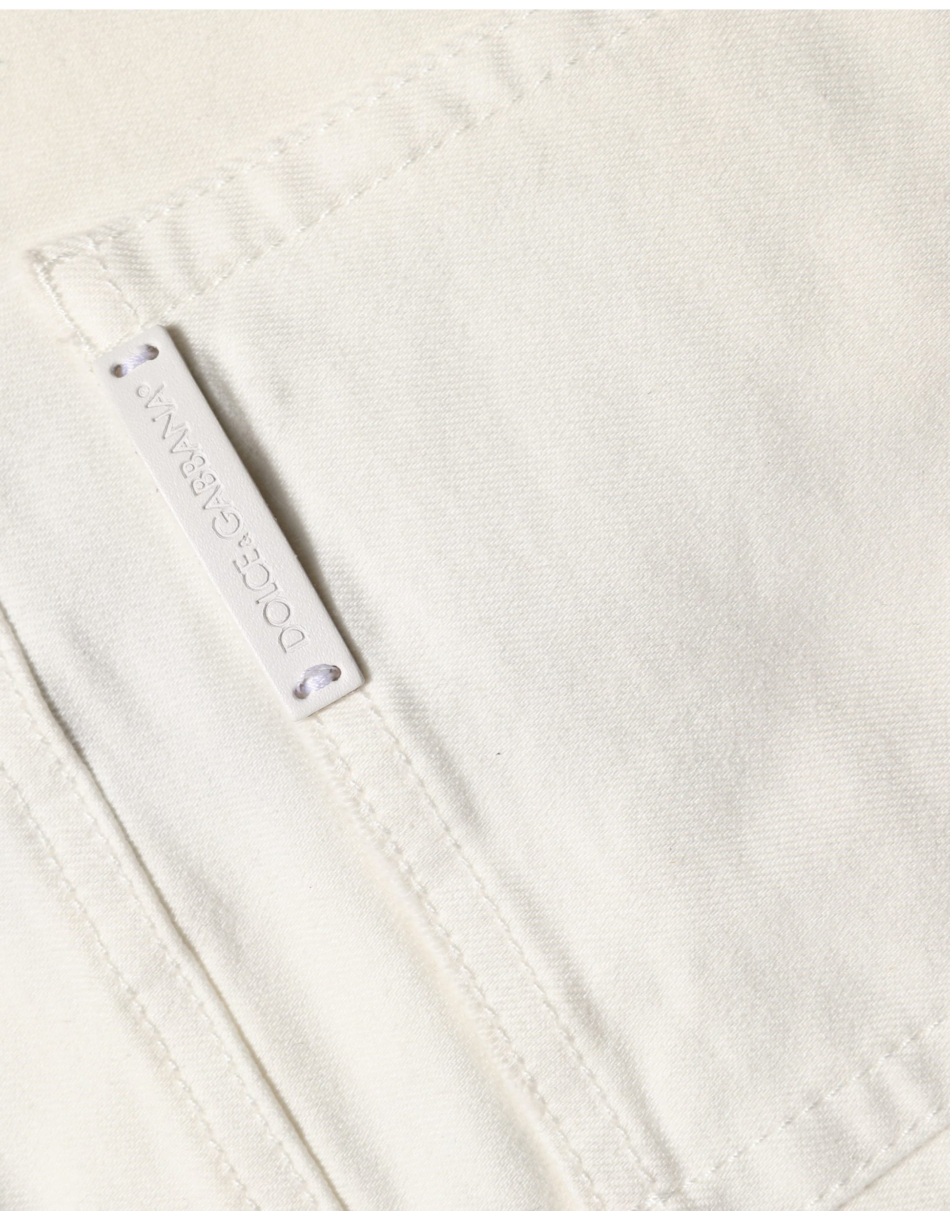 White Tattered Skinny Cotton Denim Jeans