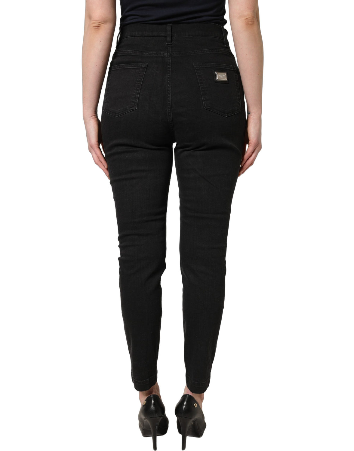 Black Skinny Cotton High Waist Denim Jeans