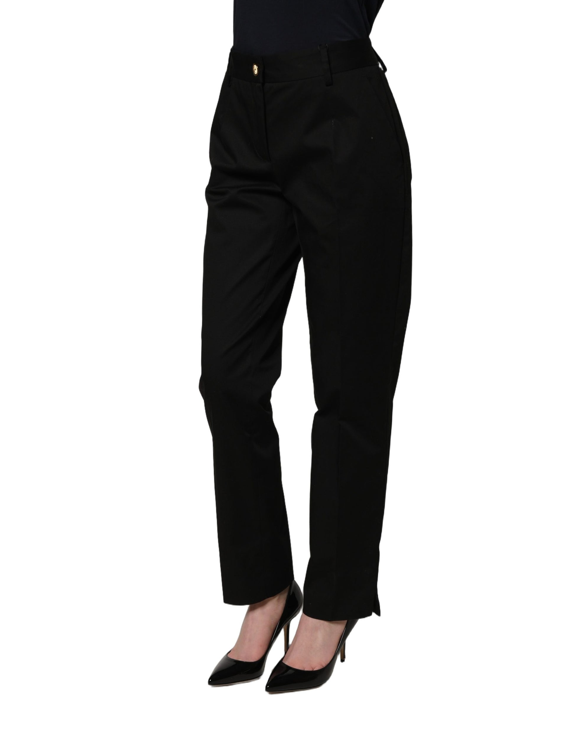 Black Tapered Leg Dress Cotton Trousers Pants