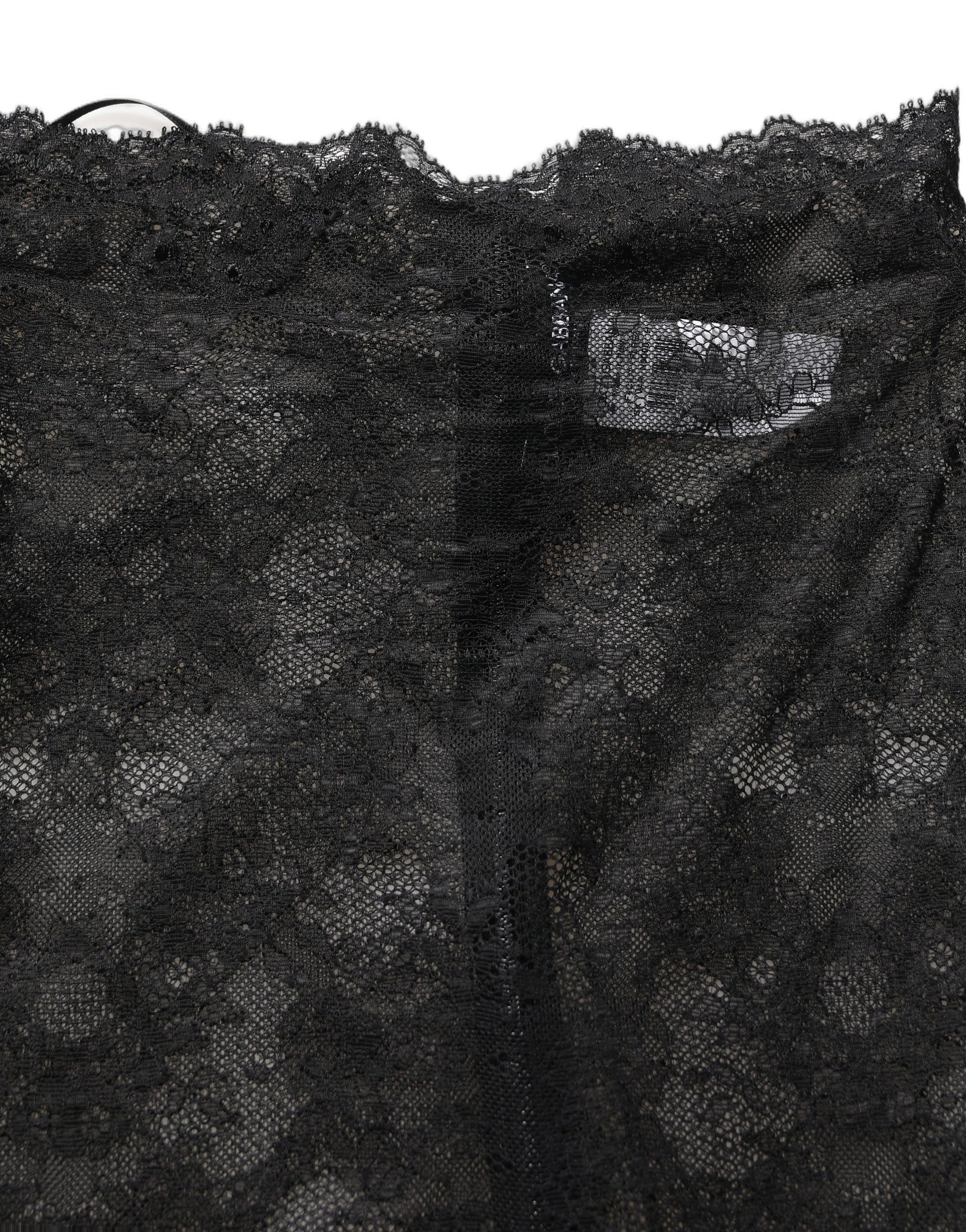 Black Floral Lace High Waist KneeLength Skirt