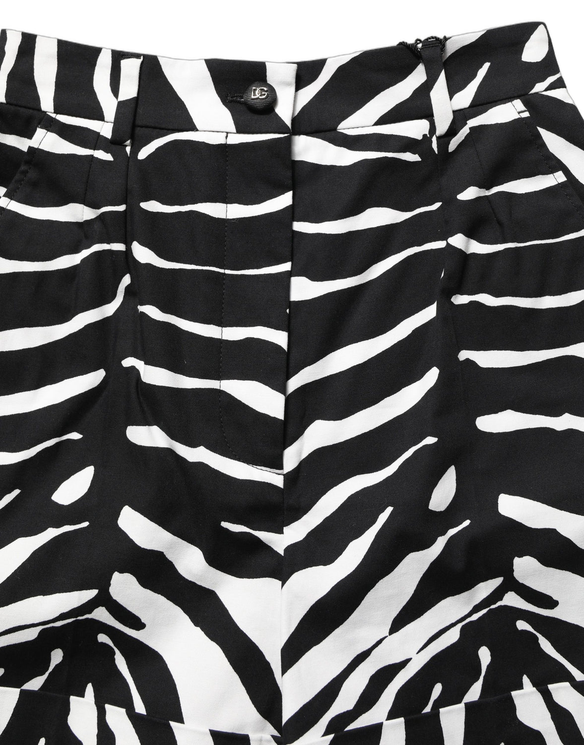Black White Zebra Print Cotton High Waist Shorts