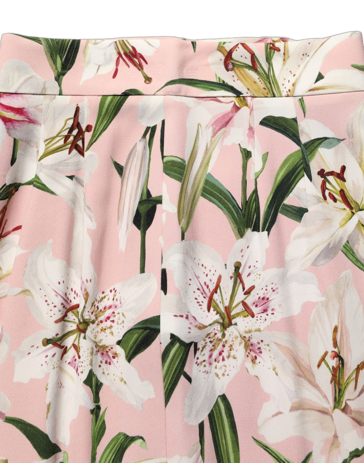 Pink Lilium Print High Waist Pencil Skirt