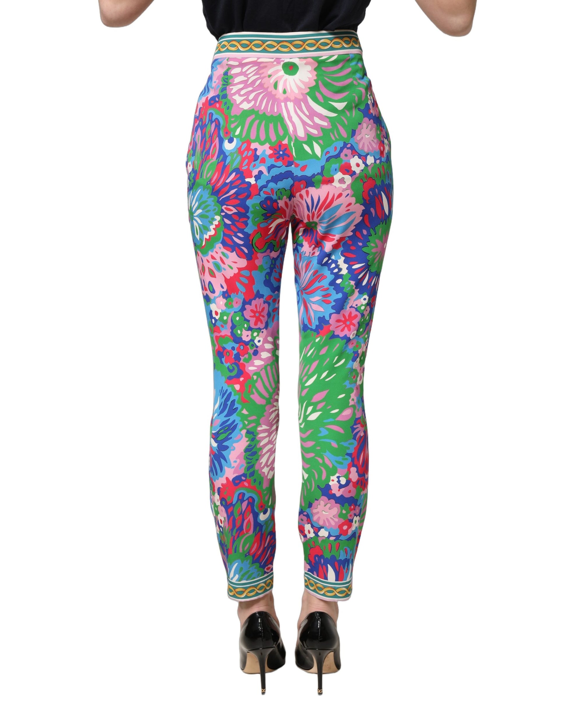 Multicolor Floral Stretch Jersey Leggings Pants