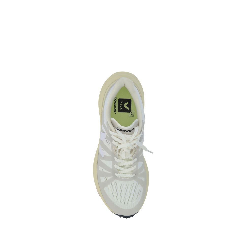 White Polyester Athletic Sneakers