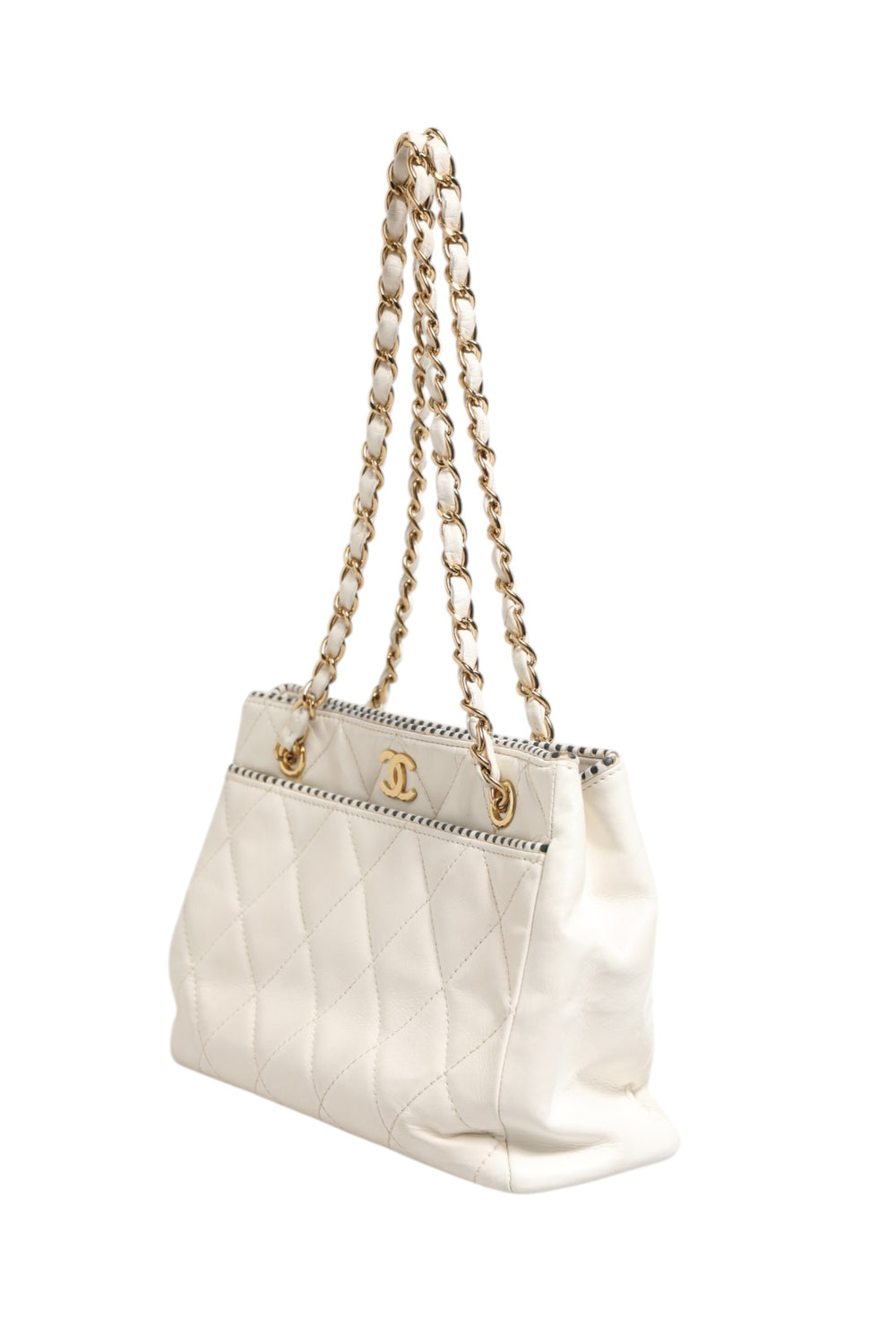 Shiny Calfskin Quilted Mini 22 White 1792563