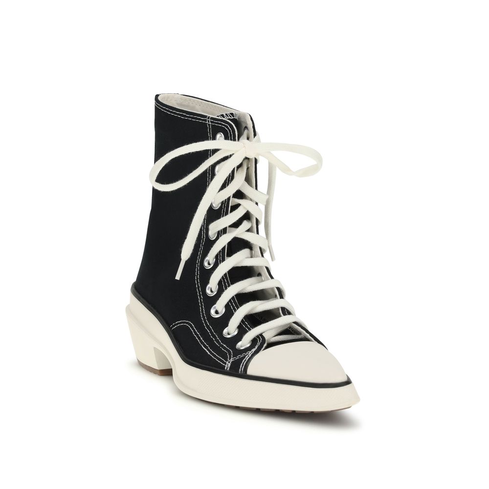 Black Fabric Chunky Sneakers