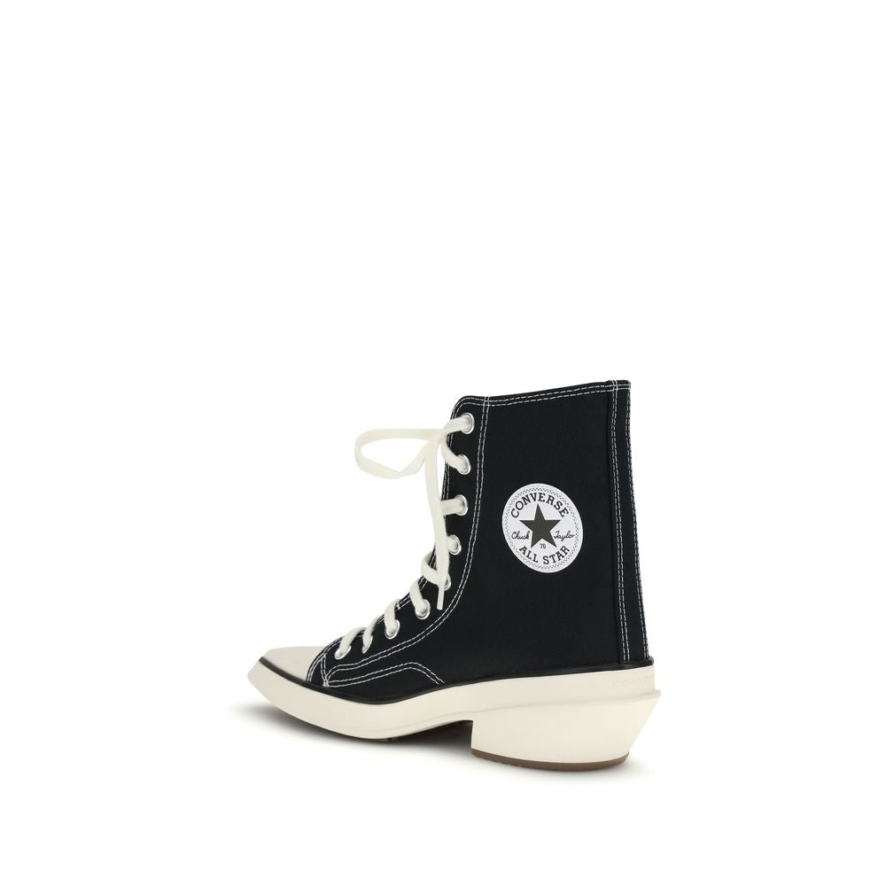 Black Fabric Chunky Sneakers