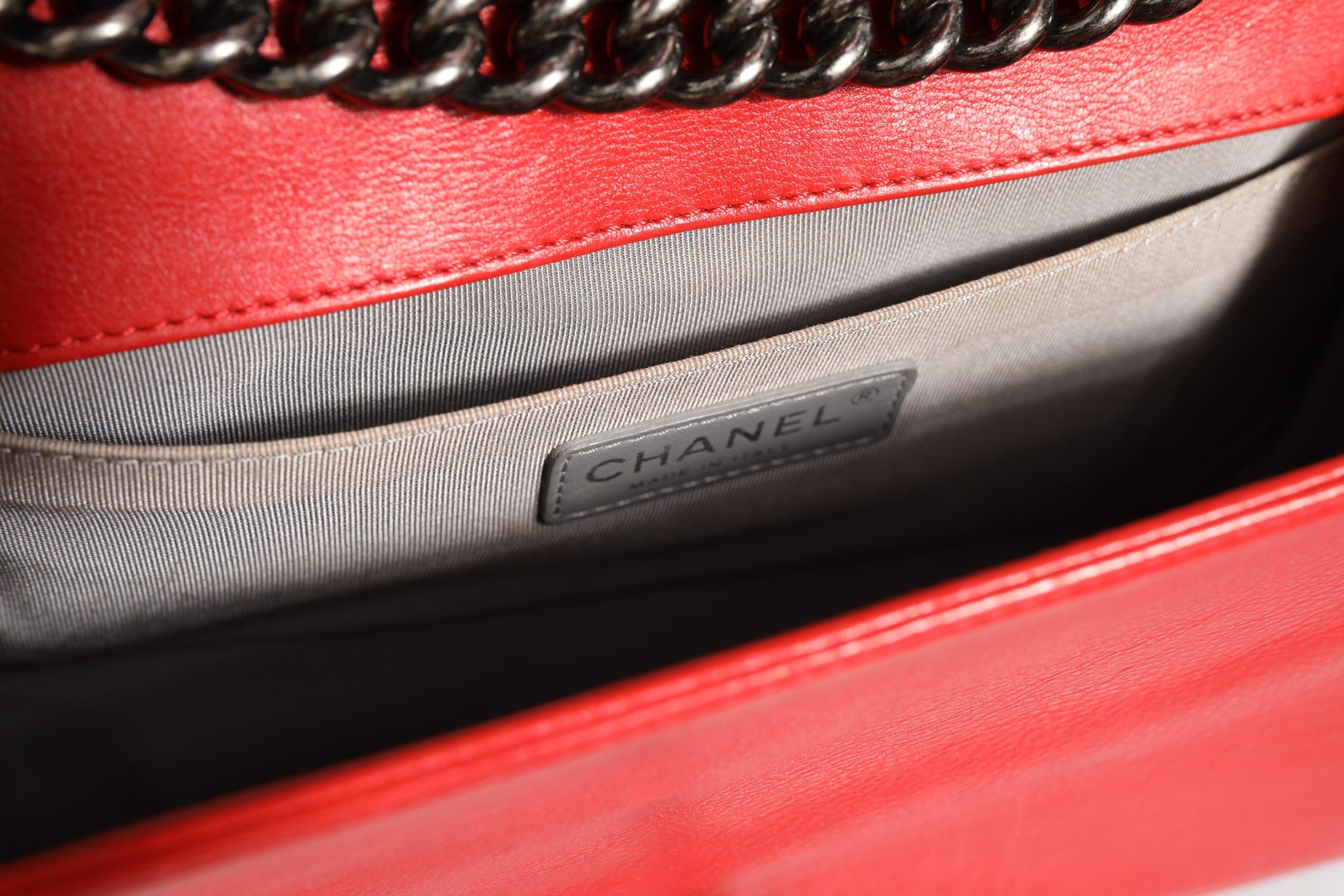 Red Diamond Stitch Calfskin Leather New Medium Boy Bag