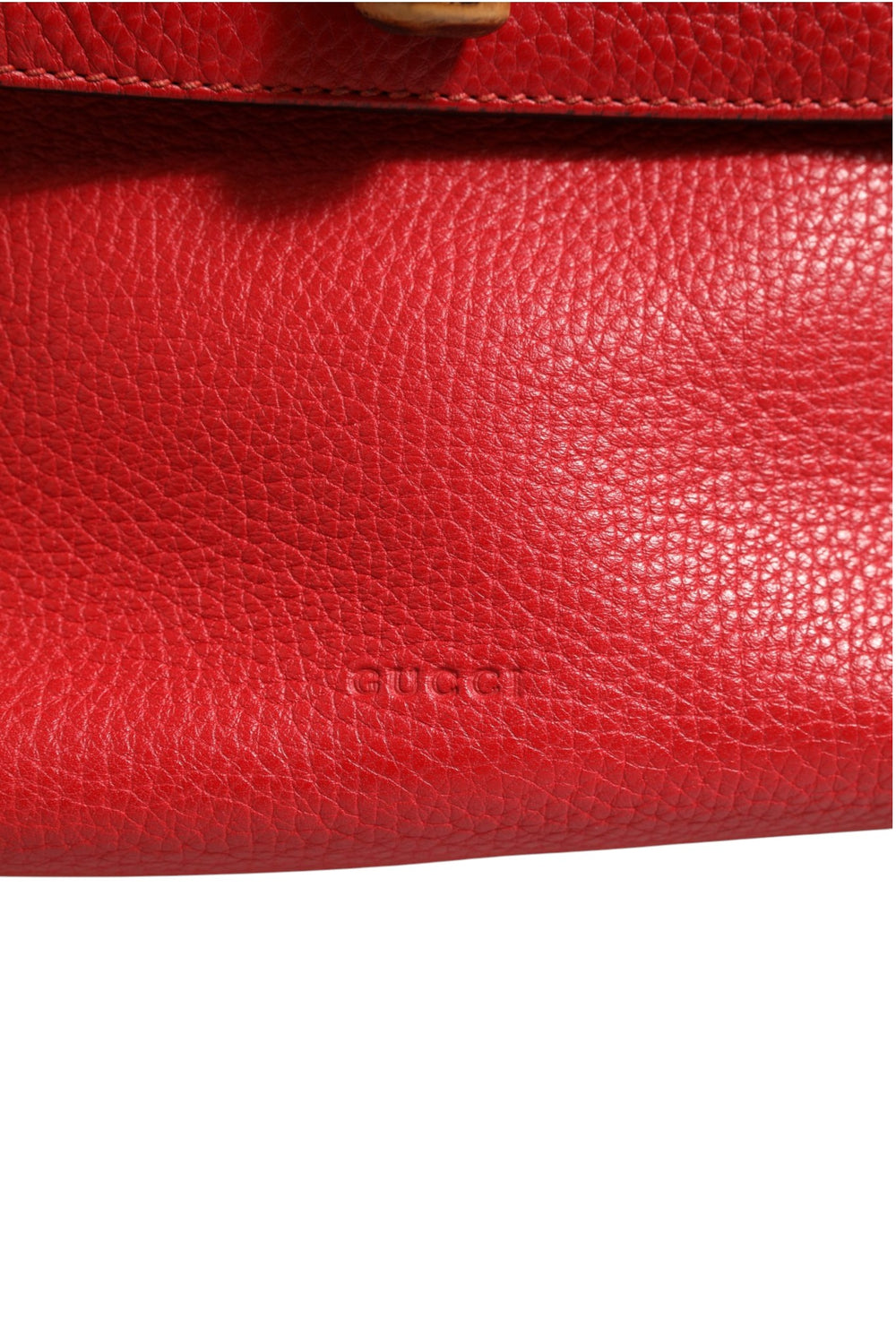Red Leather Bamboo Daily Tote Crossbody Bag